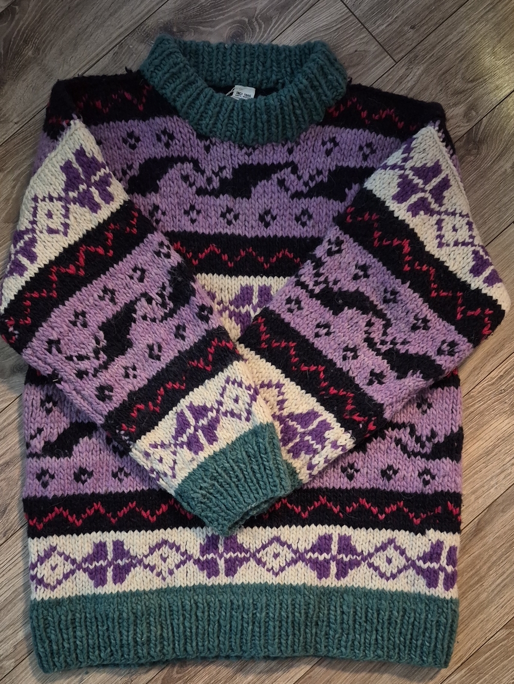 Vintage Size Medium / Large INCA Wear Thick Chunky Knit Wool Sweater Ecuador - Picture 2 of 10